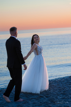 romantyczne sesje ślubne na plaży o wschodzie słońca, fotograf ślubny Puck